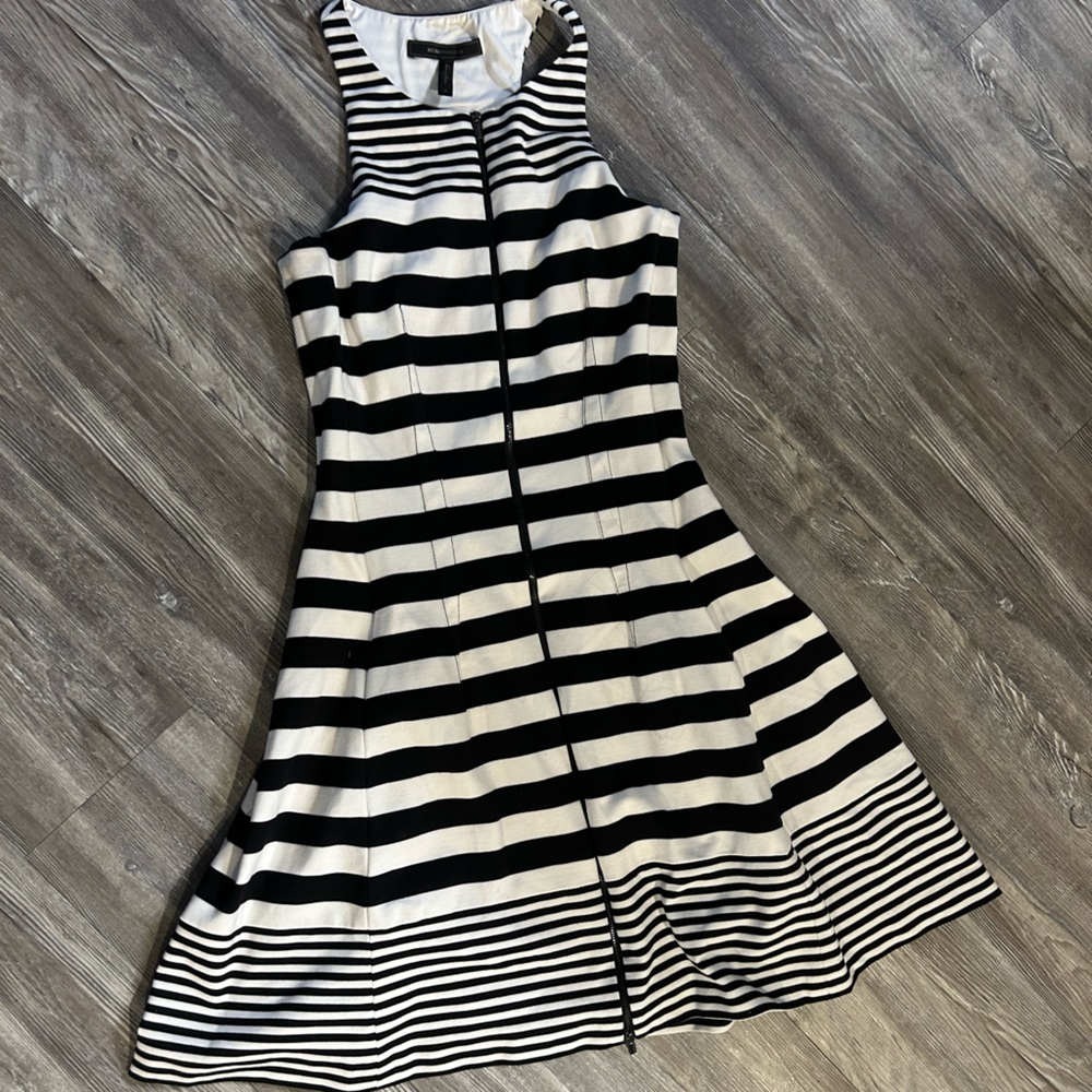 BCBGMaxAzria Black and White Striped Dress